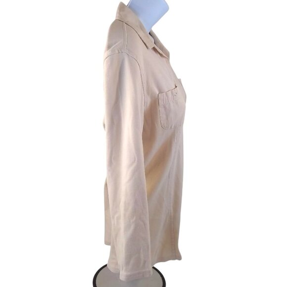 Style & Co Women's Cream Snap Down Top 3/4 Sleeve Collared Utility Top Size Med - Picture 3 of 10